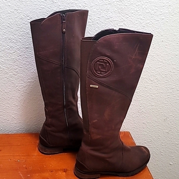 ROCKPORT WOMEN'S TRISTINA GORE TALL LEATHER WATERPROOF WIDE CALF BROWN BOOTS 7 - Picture 2 of 16